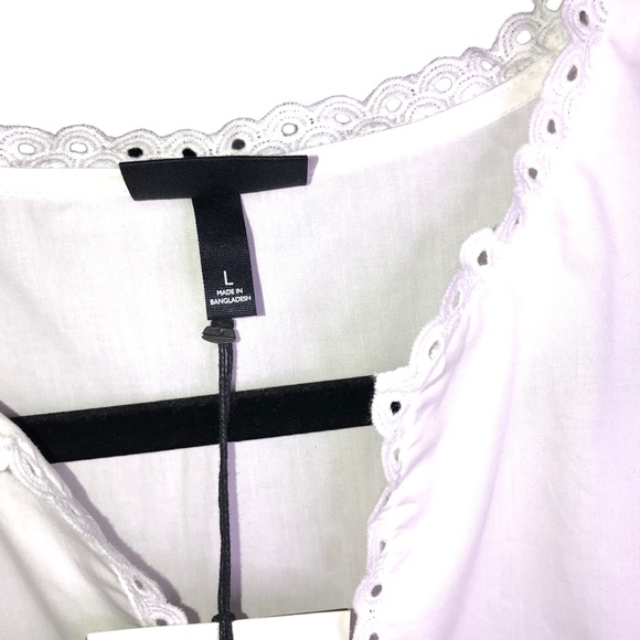 Who What Wear DemiTiered White Puff Short Sleeve Dress w/Pockets Size Large - Picture 10 of 12